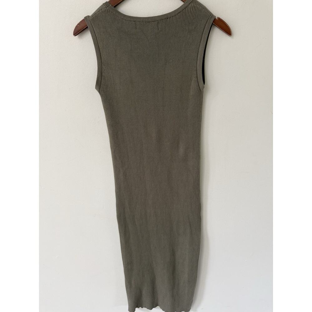 Magaschoni Womens Sleeveless Maxi Dress Size S/P Olive Round Neck Ribbed Casual - Picture 6 of 10
